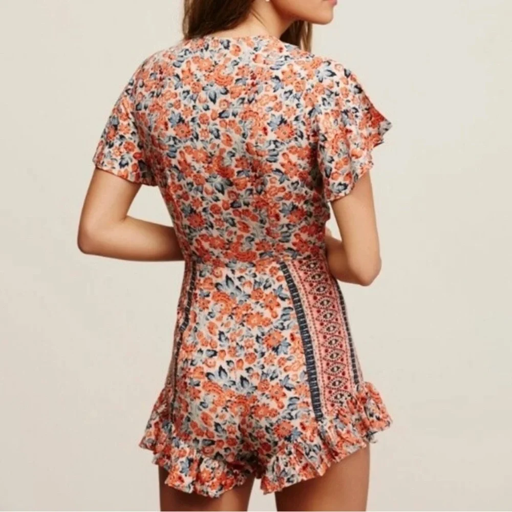 Free People Floral Tie-Front Romper - Picture 2 of 4